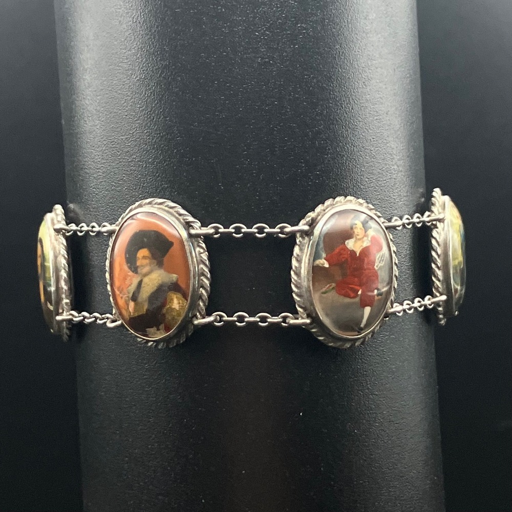 Vintage Sterling Silver Bracelet Old Master's Famous Painting Panels Size 6.25 " - Picture 3 of 14